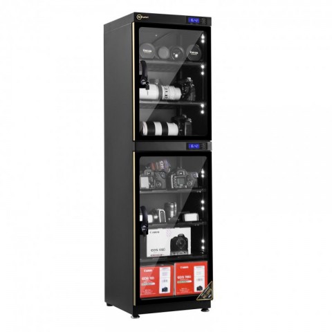 Tủ chống ẩm cao cấp Nikatei NC-180S viền nhôm mạ vàng